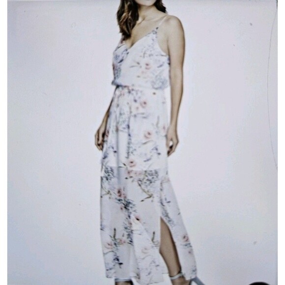 Guess Sundress Large White Floral Maxi Lined Side Slits Beachy Adjustable Straps - Picture 15 of 15